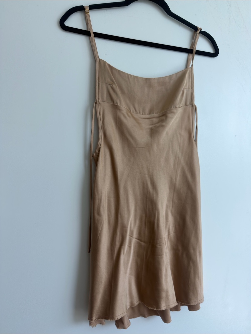 ARE YOU AM I Beige Slip Mini Dress